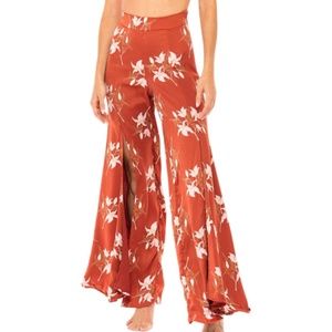 Rust Orange Floral Swing Pants